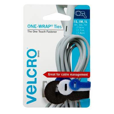 Velcro Brand One-Wrap Cable Ties Assorted Colour And Size Pack 3 91930 - SuperOffice