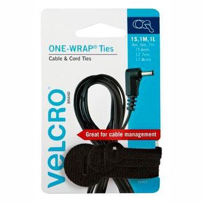 Velcro Brand One-Wrap Cable Ties Black Assorted Size Pack 3 91931 - SuperOffice