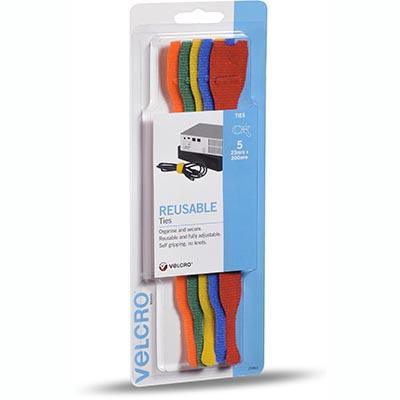 Velcro Brand One-Wrap Reusable Ties 25Mm X 200M Assorted Pack 5 25553 - SuperOffice