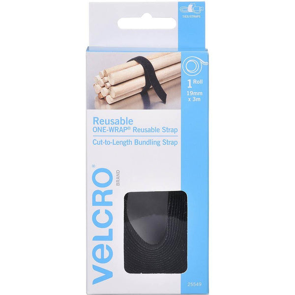 Velcro Brand One-Wrap Reusable Wrap 19Mm X 3M Black 25549 - SuperOffice