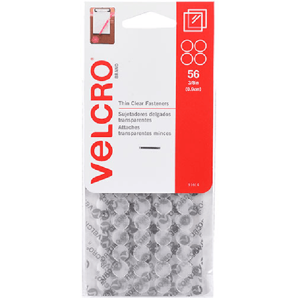 Velcro Brand Stick-On Hook And Loop Dots 9Mm Clear Pack 56 91614 - SuperOffice