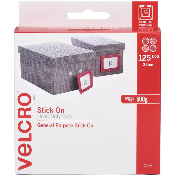 Velcro Brand Stick-On Hook Dots 22Mm White Pack 125 42716 - SuperOffice