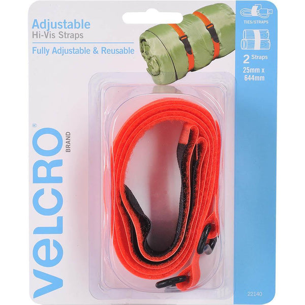 Velcro Brand Velstrap Adjustable Tie Strap 25 X 645Mm High-Vis Orange Pack 2 22140 - SuperOffice