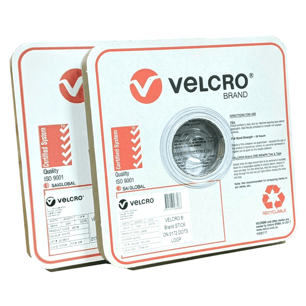 Velcro Stick-On Hook & Loop Dots White 22mm 900 Dots 45308 + 45338 - SuperOffice