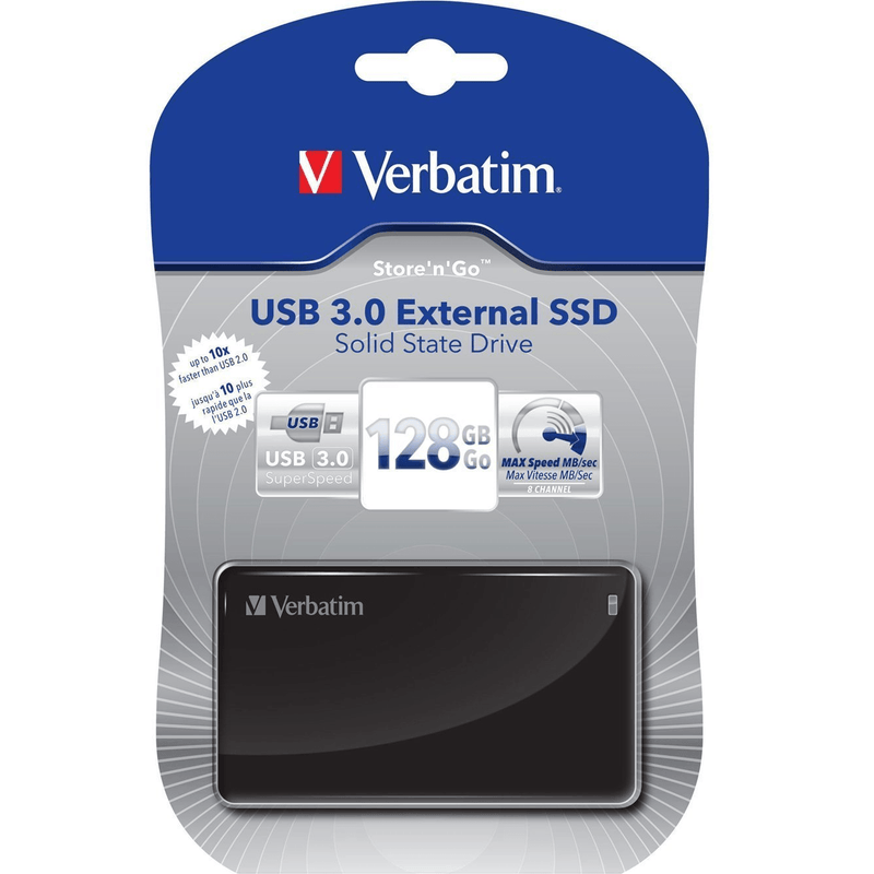 Verbatim 128GB SSD Solid State Drive USB 3.0 Hard Drive External SuperSpeed 47622 - SuperOffice
