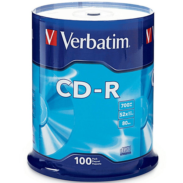 Verbatim CD-R 80 Min 52x Spindle Pack 100 CDs DVDs 94554 - SuperOffice