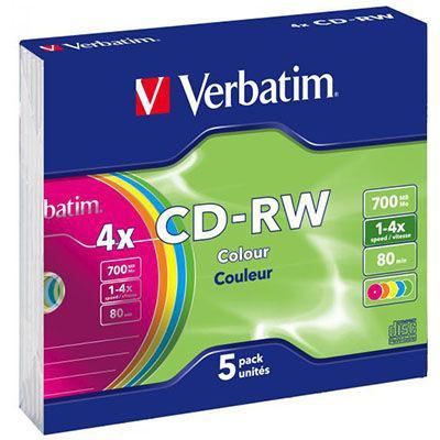 Verbatim Cd-Rw 80Min 2X-4X Coloured Case Pack 5 43133 - SuperOffice