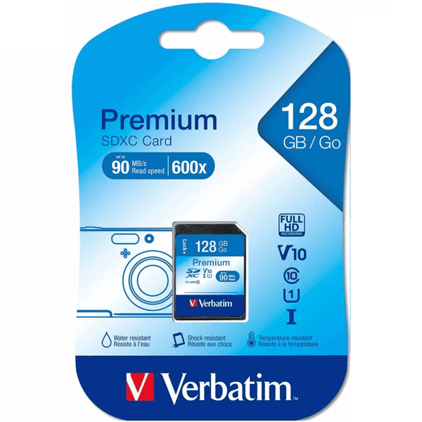 Verbatim Class 10 SDXC Memory SD Card 128GB 44025 - SuperOffice