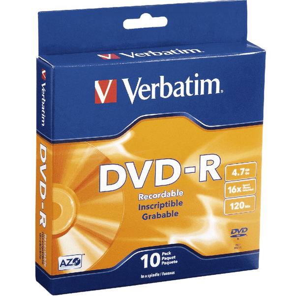 Verbatim DVD-R 4.7GB 16X Spindle CDs Pack 10 Blank 95100 - SuperOffice