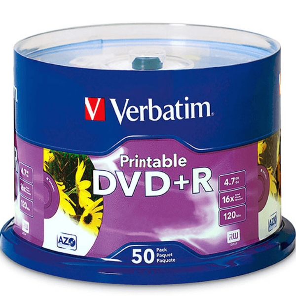 Verbatim DVD+R 4.7GB 16X White Printable Pack 50 Discs CD 95136 - SuperOffice