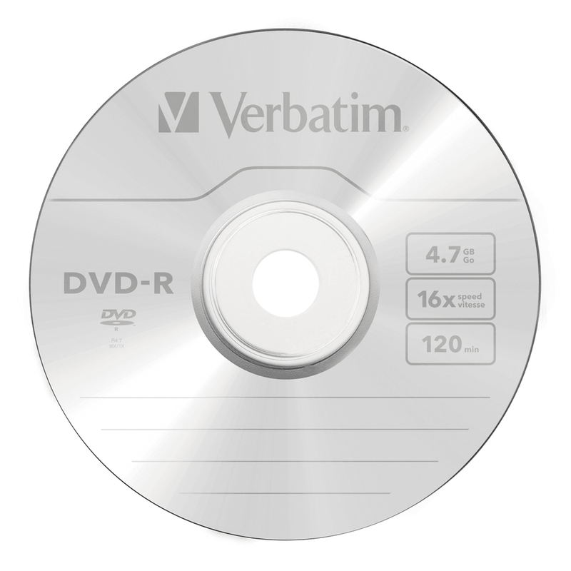 Verbatim DVD-R CD Discs 4.7GB 16X Pack 5 Blank 95070 (5 Discs) - SuperOffice