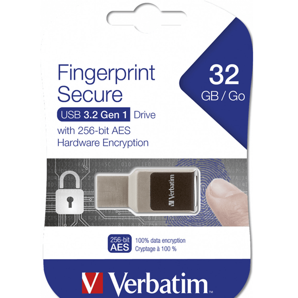 Verbatim Fingerprint Secure USB Flash Drive 3.2 32GB Data Encryption 49337A 49337A - SuperOffice