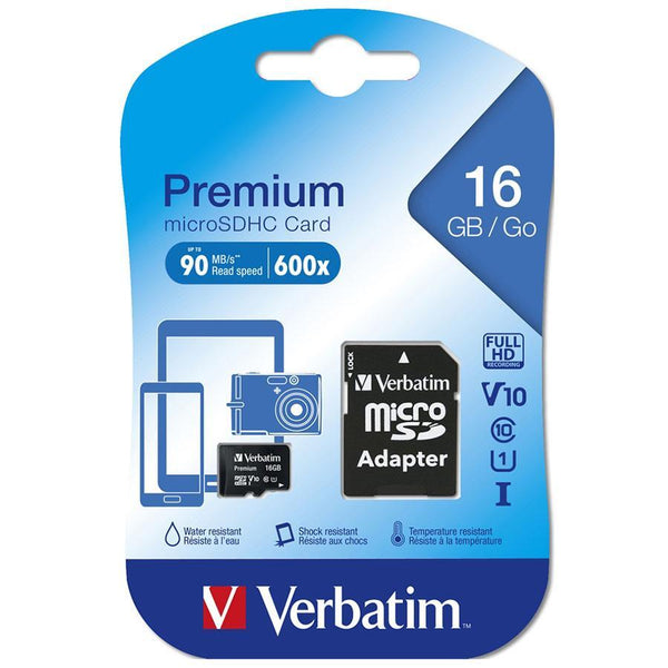 Verbatim Micro Sdhc Memory Card With Adaptor 16Gb Class 10 44082 - SuperOffice