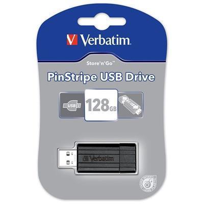 Verbatim Pinstripe Flash Drive 2.0 128Gb Black 49071 - SuperOffice