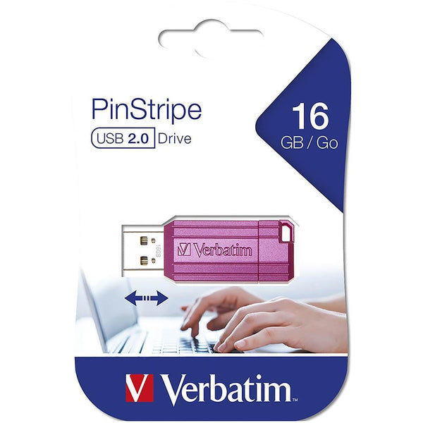 Verbatim Store-N-Go Pinstripe Usb Flash Drive 2.0 16Gb Pink 49067A - SuperOffice