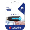 Verbatim Store N Go V3 3.0 Retractable USB Stick Drive Blue 16GB High Speed 49176A (Blue) - SuperOffice