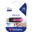 Verbatim Store N Go V3 3.0 Retractable USB Stick Drive Pink 16GB High Speed 49178A (Pink) - SuperOffice