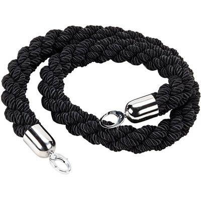 Visionchart Barrier Rope Velour Chrome Ends 1.5M Black VQ2321B - SuperOffice