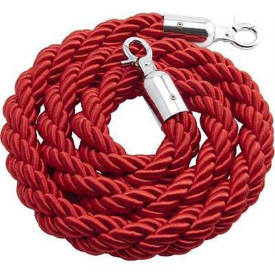 Visionchart Barrier Rope Velour Chrome Ends 1.5M Dark Red VQ2321 - SuperOffice