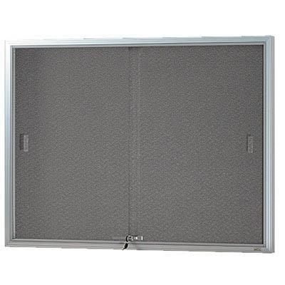Visionchart Be Noticed Notice Case 2 Sliding Door 1525 X 915Mm Silver Frame Grey Backing BNSGC1590SL - SuperOffice