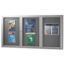 Visionchart Be Noticed Notice Case 3 Hinged Door 1830 X 1220Mm Black Frame Grey Backing BN-HDC-1812BL - SuperOffice