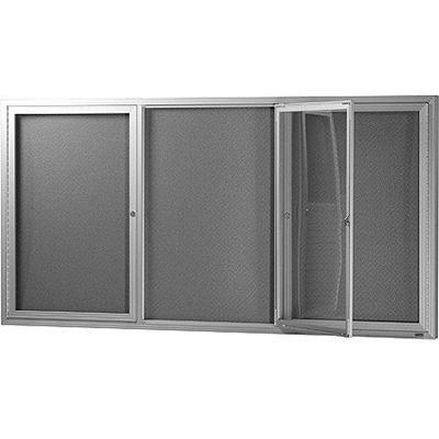 Visionchart Be Noticed Notice Case 3 Hinged Door 1830 X 1220Mm Silver Frame Grey Backing BN-HDC-1812SL - SuperOffice
