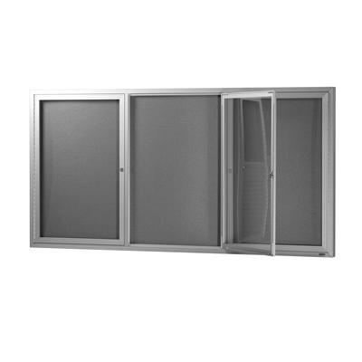 Visionchart Be Noticed Notice Case 3 Hinged Door 1830 X 915Mm Silver Frame Grey Backing BN-HDC-1890SL - SuperOffice
