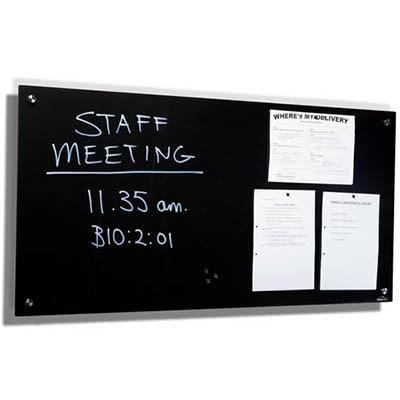 Visionchart Lumiere Magnetic Glassboard With Pen Tray 1200 X 600Mm Black VGB1260-B - SuperOffice