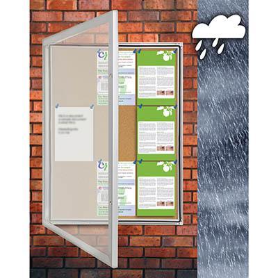 Visionchart Tx Weather Resistant Notice Case 1350 X 980Mm Silver Frame Cork Background TX1390 - SuperOffice