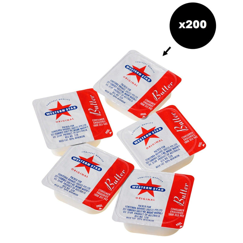 Western Star Original Minidish Butter Individual Portions 8g 200 Carton Bulk Box 107418(Butter200) - SuperOffice