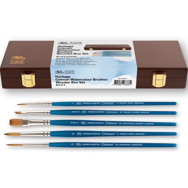Winsor & Newton Heritage Cotman Watercolour Paint Brushes Wooden Box Set 0083330 - SuperOffice