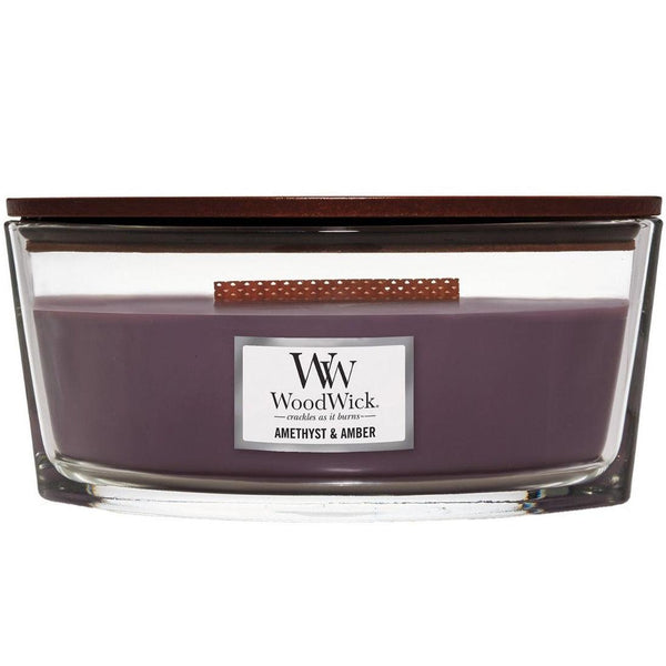 WoodWick Amethyst & Amber Candle Crackles As It Burns Ellipse Hearthwick 1632300 - SuperOffice