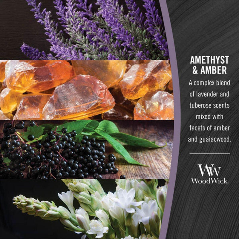 WoodWick Amethyst & Amber Large Candle Crackles As It Burns 610G Hourglass 1632291 - SuperOffice