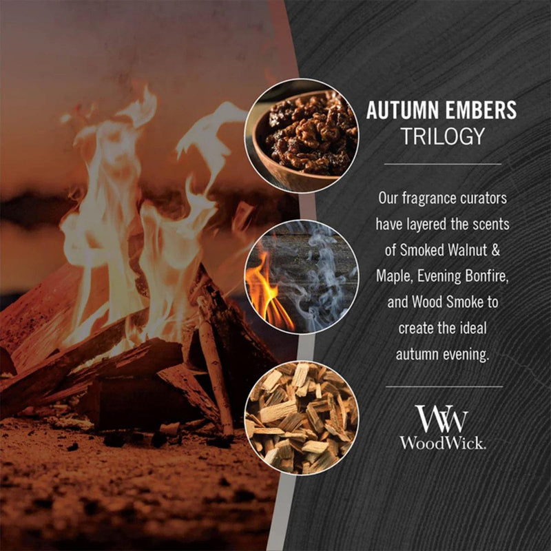 WoodWick Autumn Embers Trilogy Large Candle Crackles As It Burns 610G Hourglass WW1695211 - SuperOffice