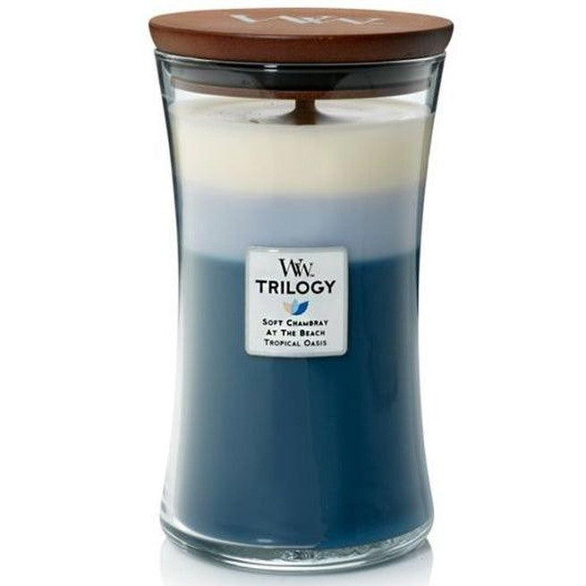 WoodWick Beachfront Cottage Trilogy Large Candle Crackles As It Burns 610G Hourglass 93954 - SuperOffice