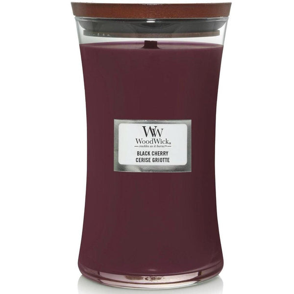 WoodWick Black Cherry Large Candle Crackles As It Burns 610G Hourglass 93100 - SuperOffice