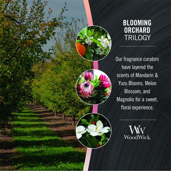 Woodwick Blooming Orchard Trilogy Candle Crackles As It Burns Ellipse Hearthwick WW1728615 - SuperOffice