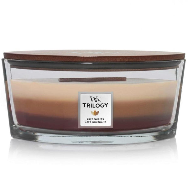 WoodWick Cafe Sweets Trilogy Candle Crackles As It Burns Ellipse Hearthwick 76904 - SuperOffice