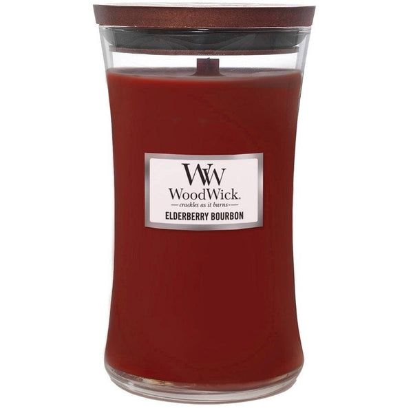 WoodWick Elderberry Bourbon Large Candle Crackles As It Burns 610G Hourglass 1694654 - SuperOffice