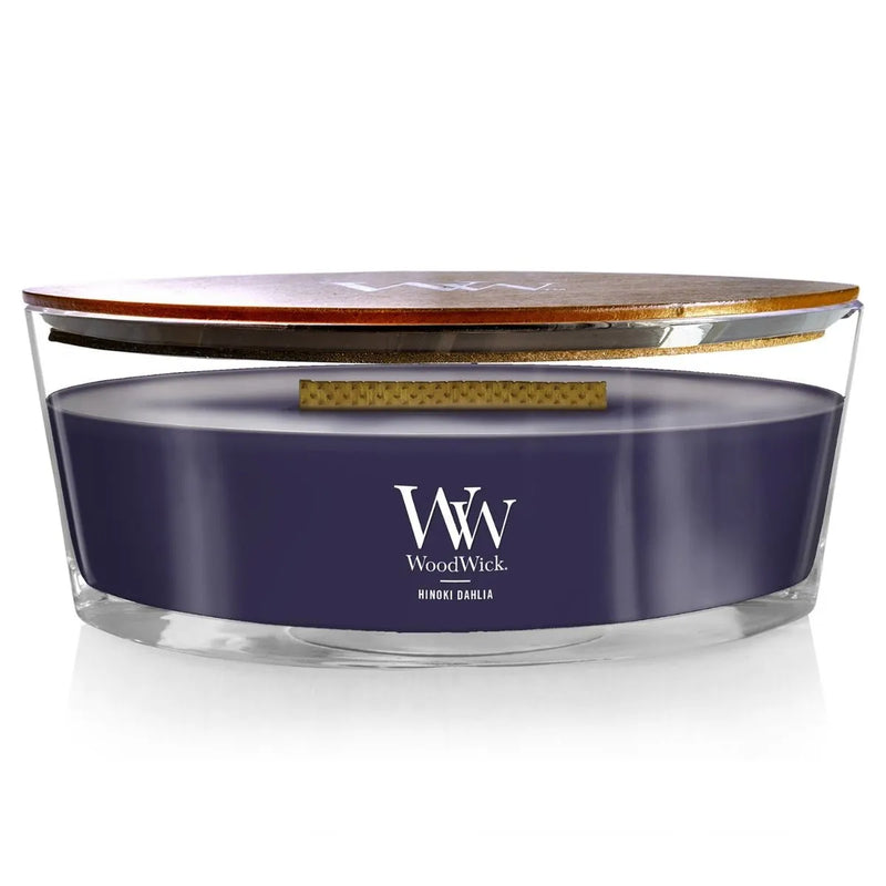 Woodwick Hinoki Dahlia Candle Crackles As It Burns Ellipse Hearthwick WW1743608 - SuperOffice