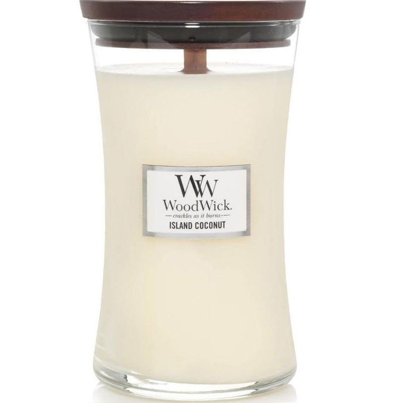 Woodwick Island Coconut Large Candle Crackles As It Burns 610G Hourglass 93115 - SuperOffice