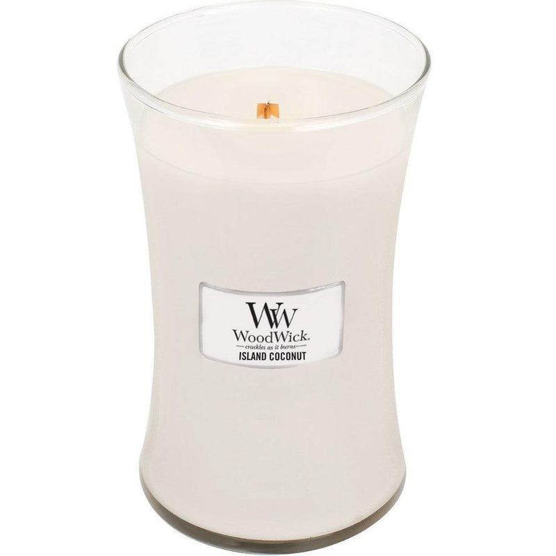 Woodwick Island Coconut Large Candle Crackles As It Burns 610G Hourglass 93115 - SuperOffice