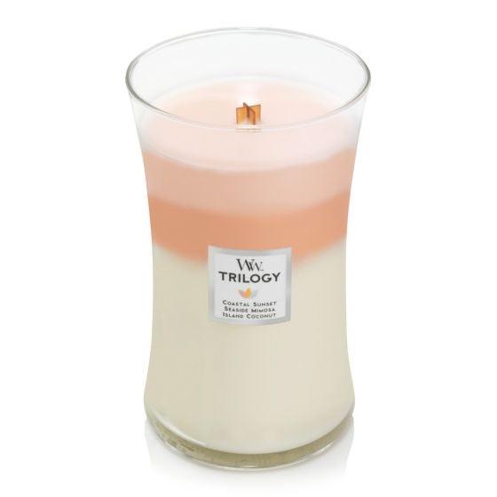 WoodWick Island Getaway Trilogy Large Candle Crackles As It Burns 610G Hourglass 93967 - SuperOffice