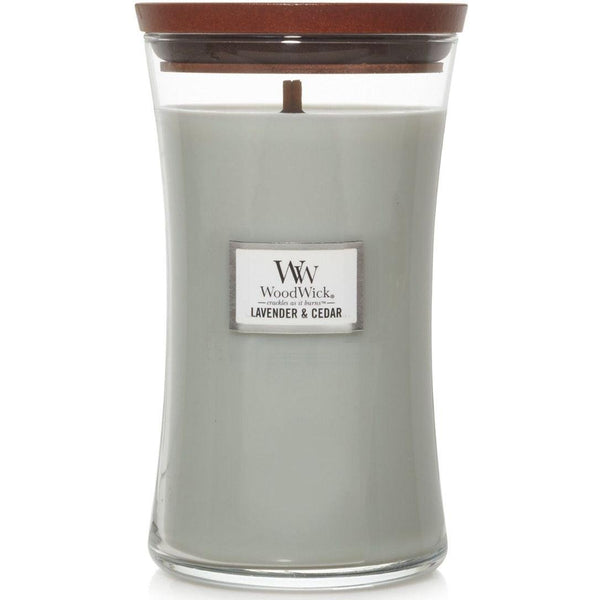 WoodWick Lavender & Cedar Large Candle Crackles As It Burns 610G Hourglass 1666272 - SuperOffice