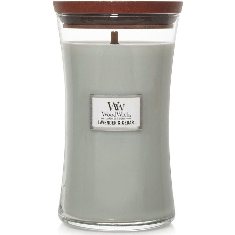 WoodWick Lavender & Cedar Large Candle Crackles As It Burns 610G Hourglass 1666272 - SuperOffice
