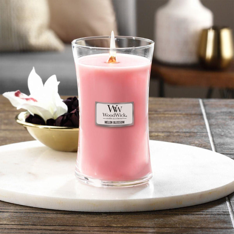 WoodWick Melon Blossom Large Candle Crackles As It Burns 610G Hourglass 1681480 - SuperOffice