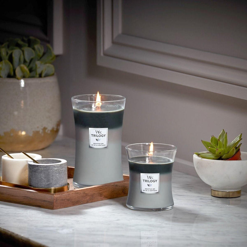 WoodWick Mountain Air Trilogy Large Candle Crackles As It Burns 610G Hourglass 1668450 - SuperOffice