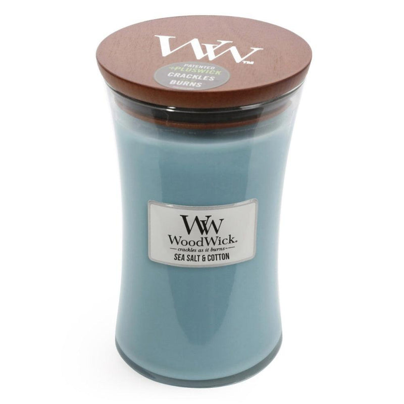 Woodwick Sea Salt + Cotton Large Candle Crackles As It Burns 610G Hourglass 93063 - SuperOffice