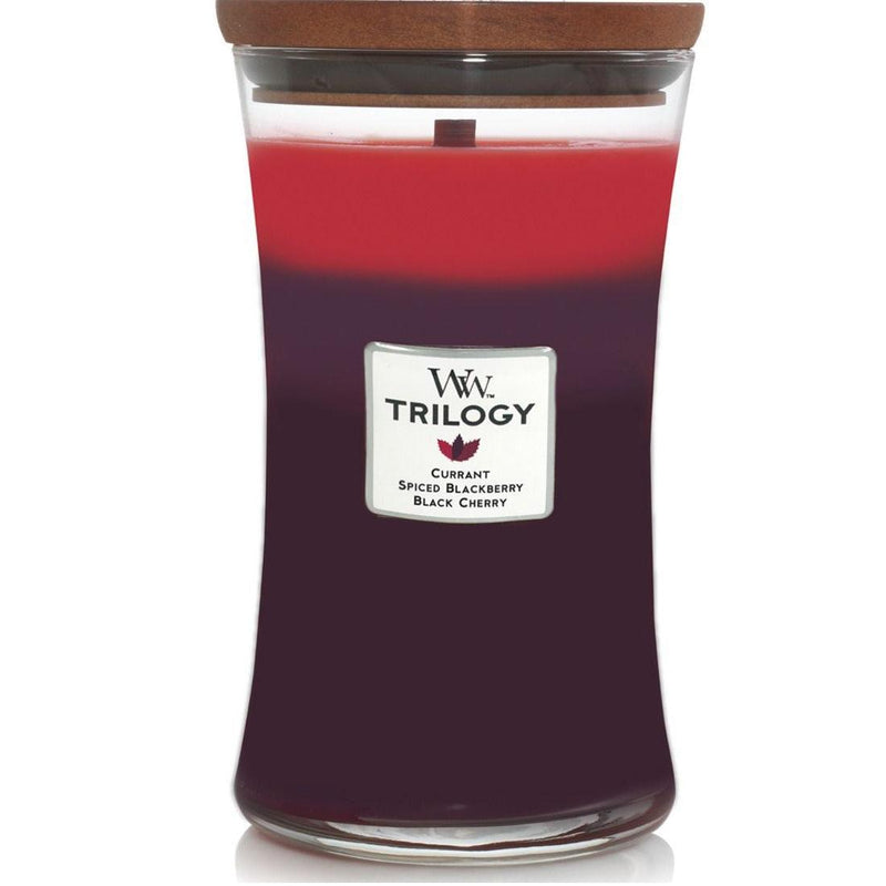 WoodWick Sun Ripened Berries Trilogy Large Candle Crackles As It Burns 610G Hourglass 93972 - SuperOffice