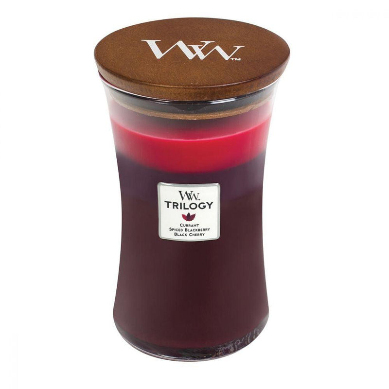 WoodWick Sun Ripened Berries Trilogy Large Candle Crackles As It Burns 610G Hourglass 93972 - SuperOffice